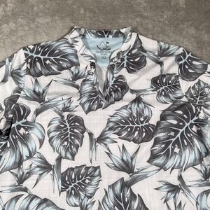 Oahu Golf Shirt Womens 3XL Gray White Monstera‎ Floral Performance Polo Hawaiian